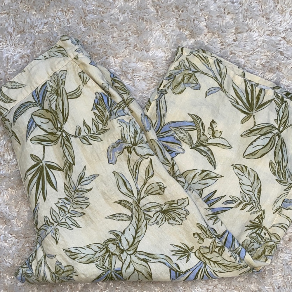 Tahari Botanical Print Wide Leg Pants